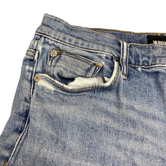 Hudson Jeans Straight Leg Crop Jeans Medium Wash Women Sz 30 Distressed - Picture 2 of 16